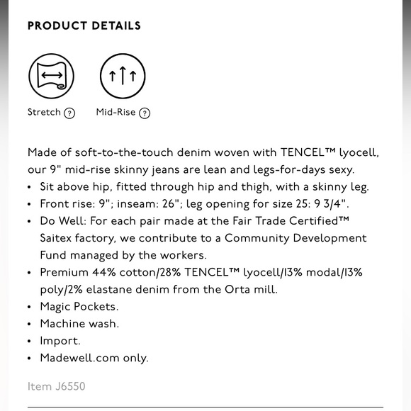 Madewell Petite 9" Mid-Rise Skinny Jeans in Lunar Wash - Picture 12 of 12